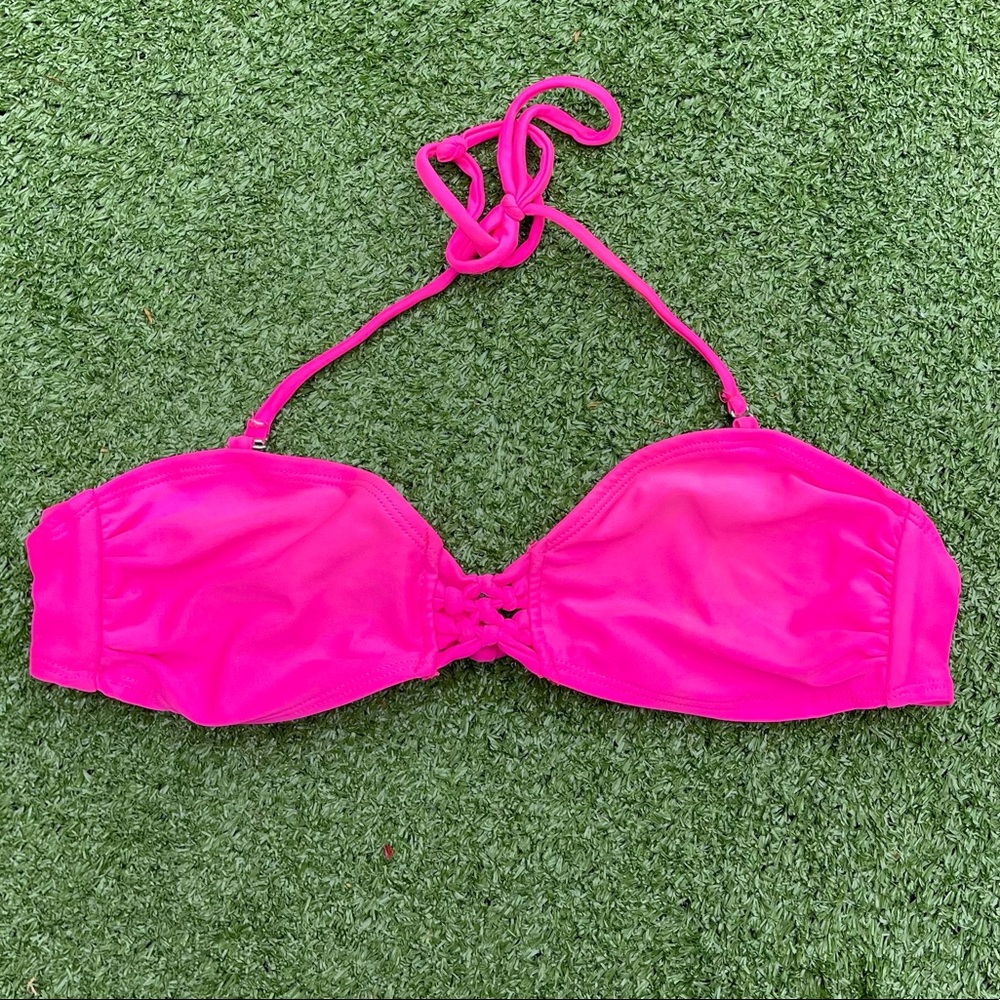 Apollo Swim Hot Pink Bikini lattice front Size small no padding beach summer